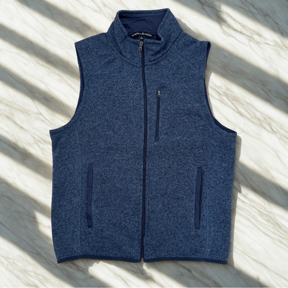 Beverly Hills Polo Club – Full Zip Vest – Men’s L – Heather Blue Fleece
